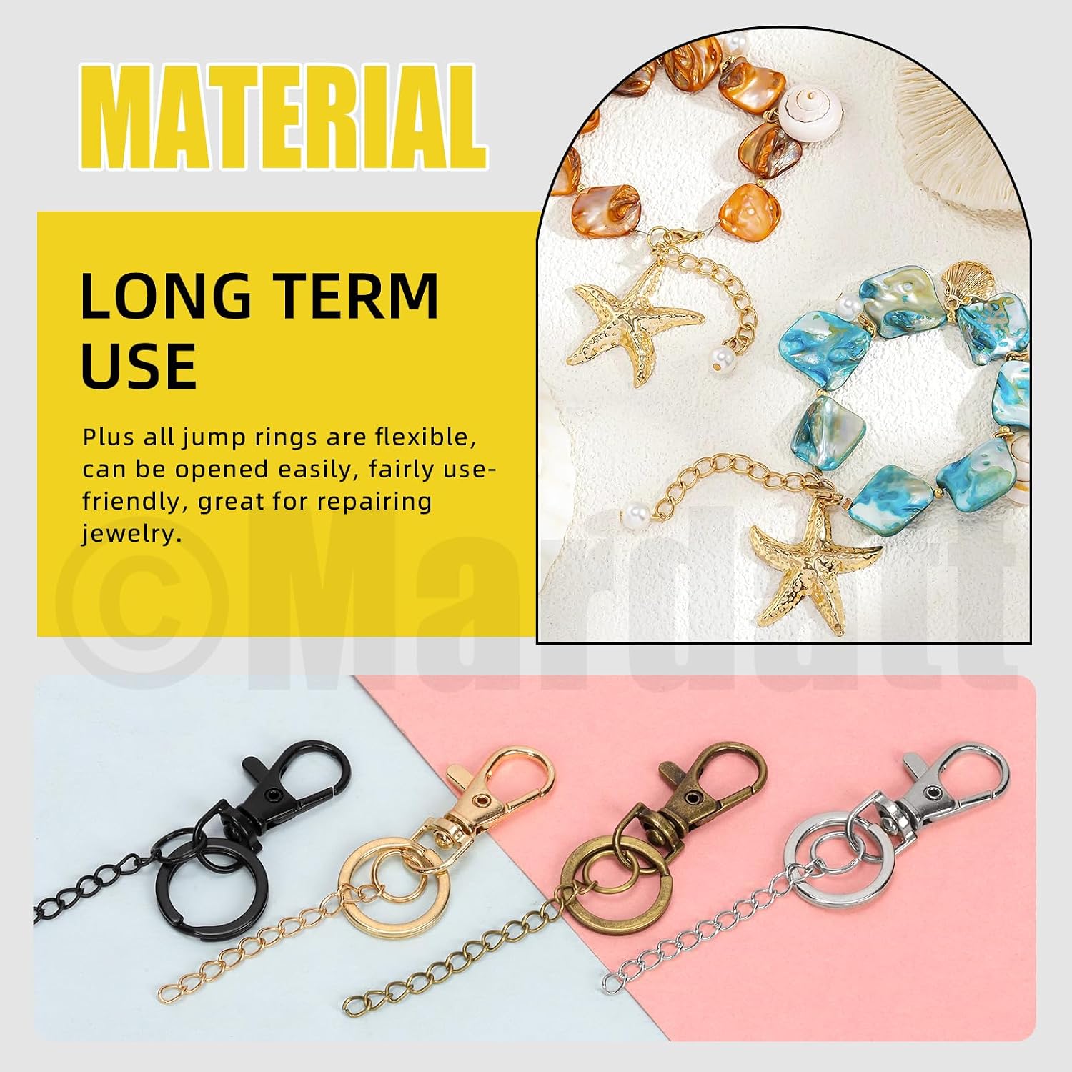321Pcs 4 Colors Keychain Making Kit, Lobster Claw Clasp Lanyard Snap Hooks and Keychain Rings, Jump Rings, Chain Extenders, Split Ring Pliers for Key Chain Jewelry Making DIY Crafts