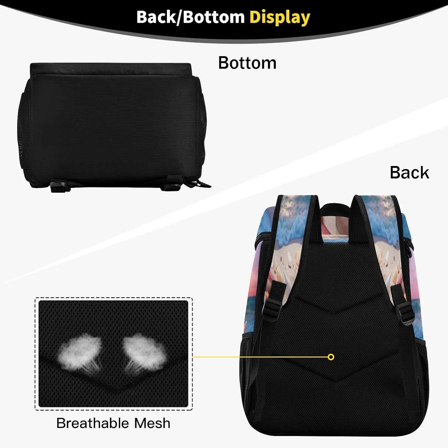 Starfish and Shells Cooler Backpack 36 Cans Leakproof Waterproof Backpack Cooler Bag Beach Accessories for Women and Men Travel Camping Fishing Backpack