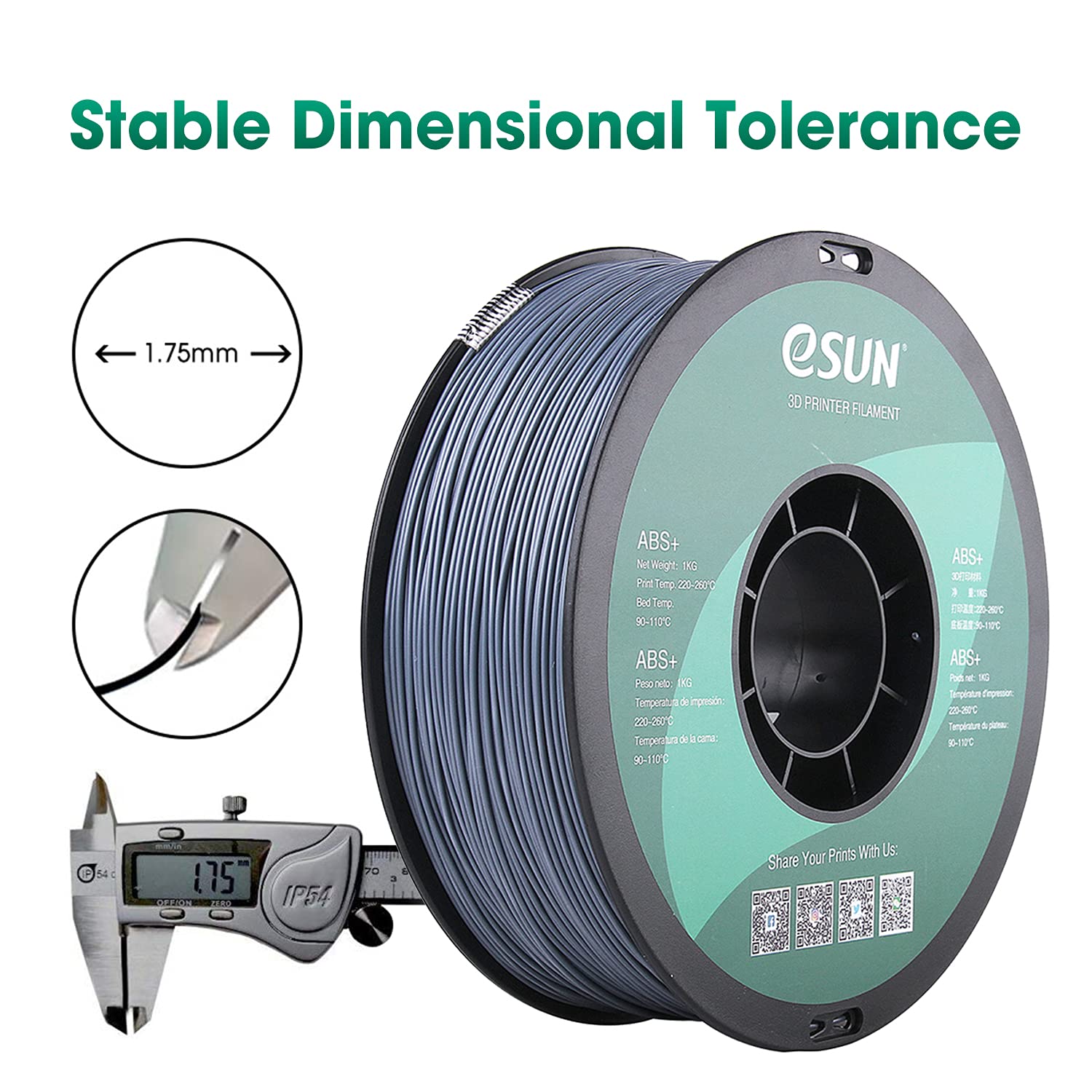 eSUN ABS+ Filament 1.75mm, Low Warping 3D Printer Filament ABS Plus, Dimensional Accuracy +/- 0.05mm - Image 4