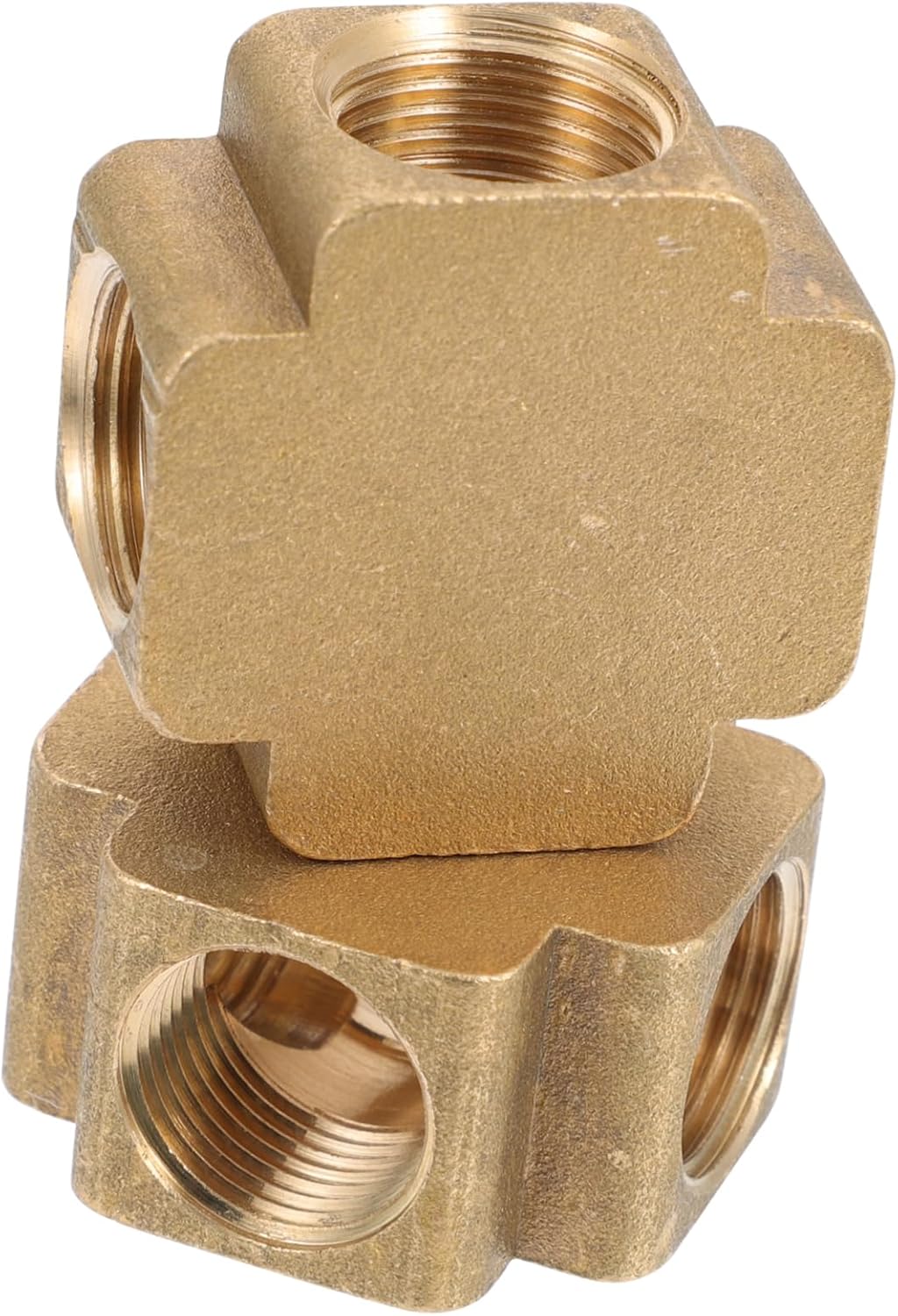 Cabilock 2pcs Brass Cross Joint Connector Copper Fitting for Pneumatic and Water Applications for Projects and Furniture Assembly