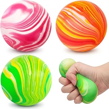 LOVESTOWN Squishy Stress Ball, 2.5" Assorted Colors Dough Fidget Toy | 3 Colors for Adult Stress Relief Hand, Exercise Increase Entertainment, Party Favors Birthday Gifts, Medium