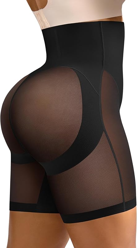 SHAPELLX Shapewear Tummy Control,High Waisted Butt Lifting Shorts | High waisted,peach butt lifter,sheer breathable mesh,seamless under dress,convenient crotch pee hole,no rolling