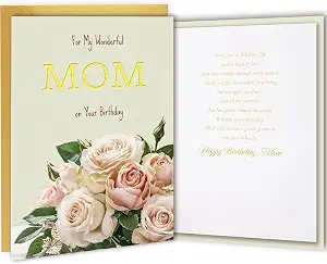 Mom Birthday Card - Double-layer with Gold Foil Text, Envelope & Sticker, Heartfelt Message