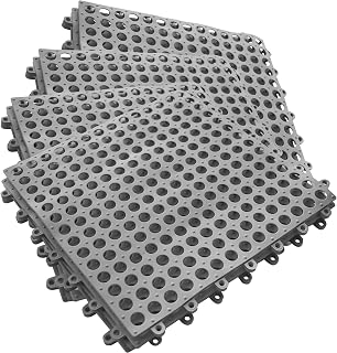 16Pack Drainage Interlocking Floor Mats, 12”x12” Non-Slip Shower Bathroom Pool Tiles for Flooring, Soft PVC Splicing Modular Cushion Mat, Vented Floor Tile for Locker Room Basement Stairs