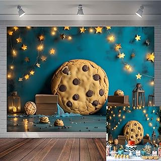 TOAOFY 10x8FT Cookies Background Cookie Gold Stars Birthday Backdrop Bbay 1st Cake Table Supplies TAYBDJ1365