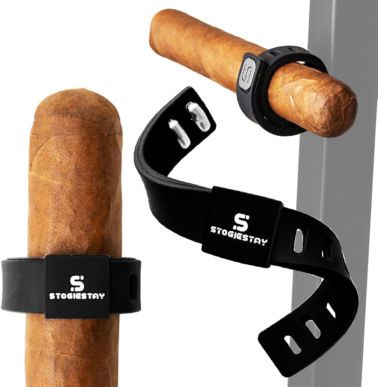 StogieStay Classic - Cigar Holder Magnetic Clip – Silicone Cigar Holder for Golf Cart, Fits 34–70 Ring Gauge, Strong Magnet for Metal Surfaces, Outdoor Cigar Accessory for Golf, BBQ, Camping
