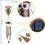 Solar Wind Chimes Outdoor - Owl Decoration, 6 pcs Chime Pipes Metal Windchimes Outdoors for Garden, Yard, Patio, Landscape, Gifts for Mom Women Grandma(Owl)