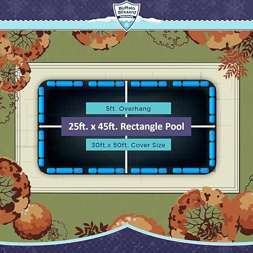 Vista 34 de Buffalo Blizzard - Cubiertas de invierno Micro Mesh Black para piscinas redondas, ovaladas y rectangulares Permite el paso de la lluvia o la nieve