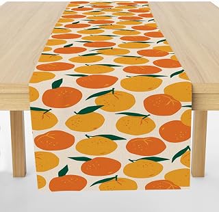 Watercolor Fruit Print Table Runner, Kitchen Dining Hall Decor, Orange Decor Table Runners for Indoor Outdoor Home Cafe Farmhouse Holiday Wedding Birthday Christmas Decoration, 13 x 71 Inch