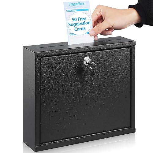 KYODOLED Suggestion Box with Lock and Slot, Wall Mounted Small