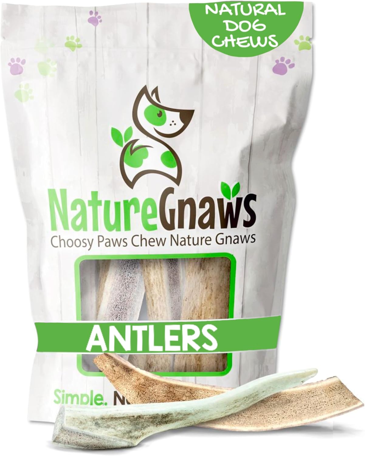 Nature Gnaws Antlers for Dogs (1Lb) - Mix of Elk and Deer Antler - Variety of Split and Whole Pieces - Long Lasting for Aggressive Chewers and Large Dogs (Packing May Vary)