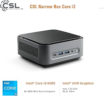 Mini PC CSL Narrow Box Core i3 Windows 11 Home, Intel Core i3-N305