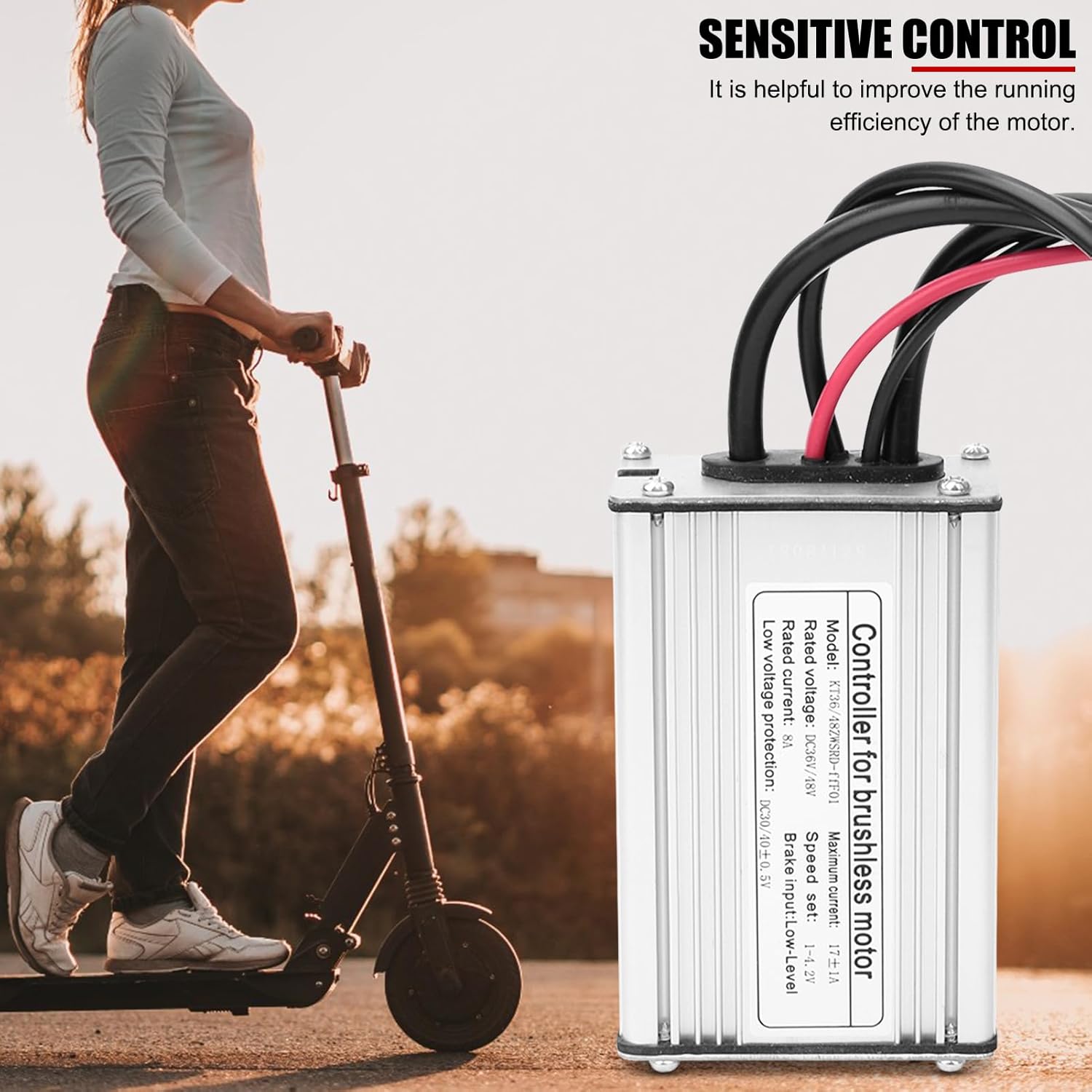 EVTSCAN Electric Bicycle Controller, for DC 36V 48V Brushless Motor, Aluminum Alloy, 17A Square Wave Controller, for Electric Bike Bicycle Scooter