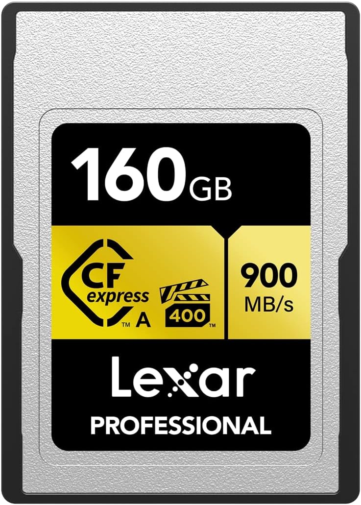 160GB Professional CFexpress Type A Gold Series Memory Card, Up to 900MB/s Read, Cinema-Quality 8K Video, Rated VPG 400 (LCAGOLD160G-RNENG)