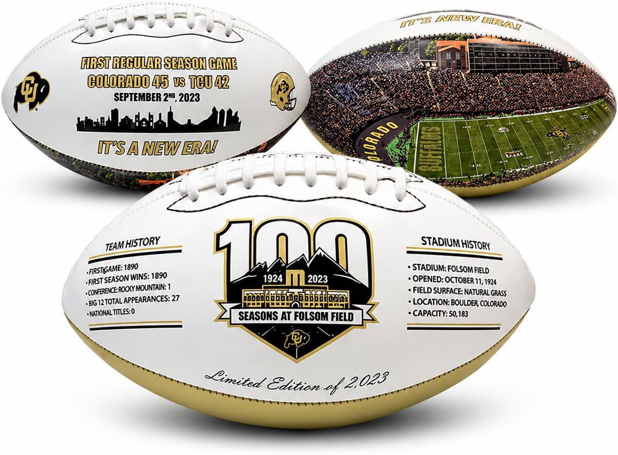 NIKCO SPORTS Colorado Buffaloes 100th Anniversary Football | Limited Edition of 2,023 | Deion Sanders Coach Prime Era | NCAA College Collectible Gift Fan Memorabilia with Certificate of Authenticity