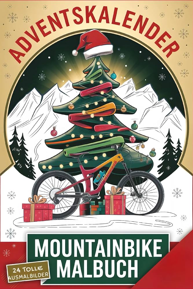 Mountainbike Adventskalender Malbuch - 24 festliche Ausmalbilder für Biker: Entspannung für MTB & Radsport Fans
