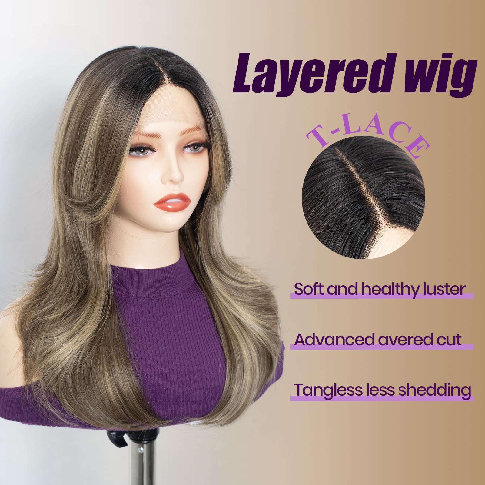 FASHION IDOL Wear to Go parrucche in capelli sintetici con frontale in pizzo parrucche in capelli sintetici con ciocche pre-separate e scalate parrucche con onde naturali