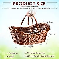 Vista 2 de Wesiti 6 cestas de mimbre para picnic con asa, cesta de cosecha tejida a mano, a granel, tolva de flores de mimbre para almacenamiento, picnic
