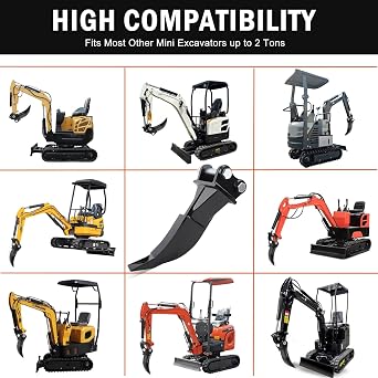 Mini Excavator Ripper Attachment, Heavy-Duty Manganese Steel Single Hook, 1-1.5 Ton Backhoe Compatible