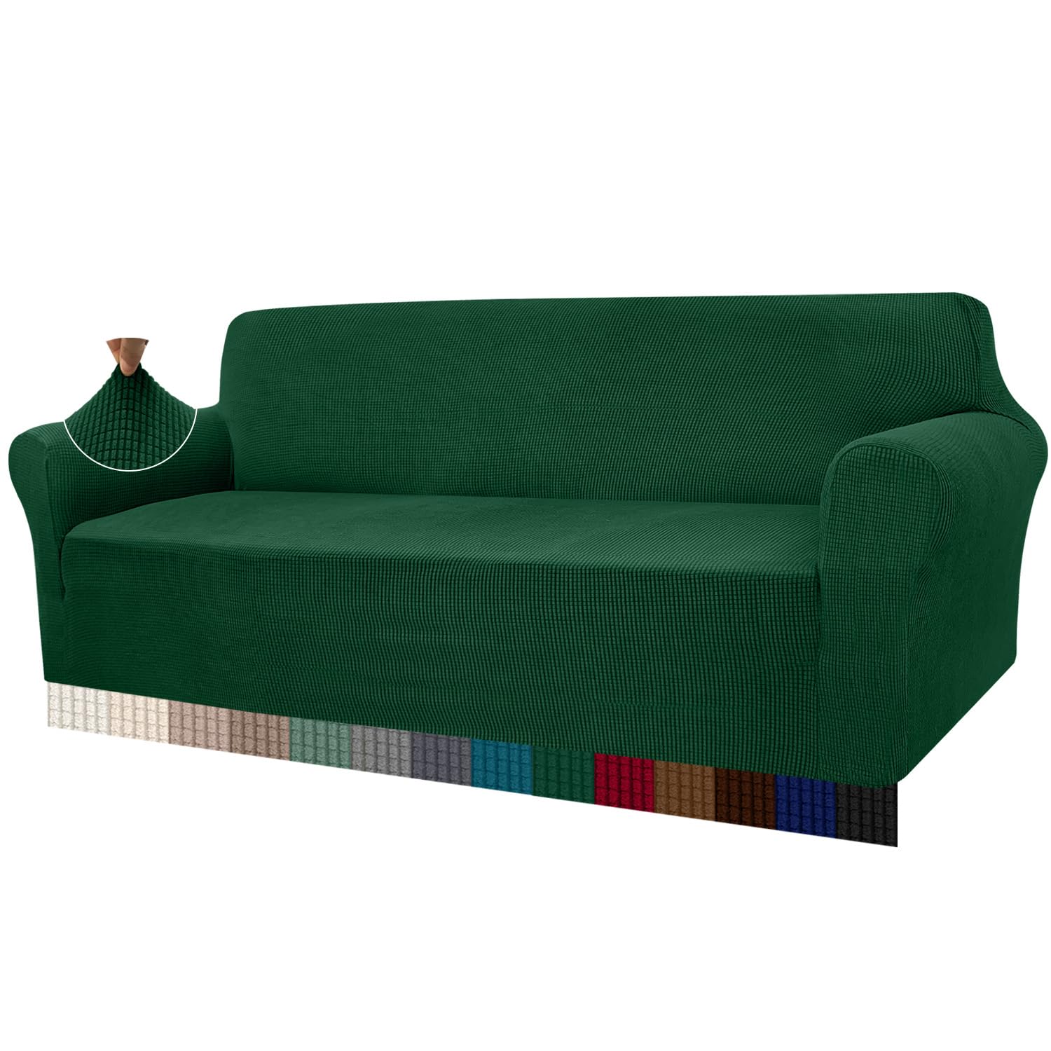 Granbest - Copridivano altamente elasticizzato, moderno, jacquard, per soggiorno, protezione per cani e animali domestici, 4 posti, verde scuro