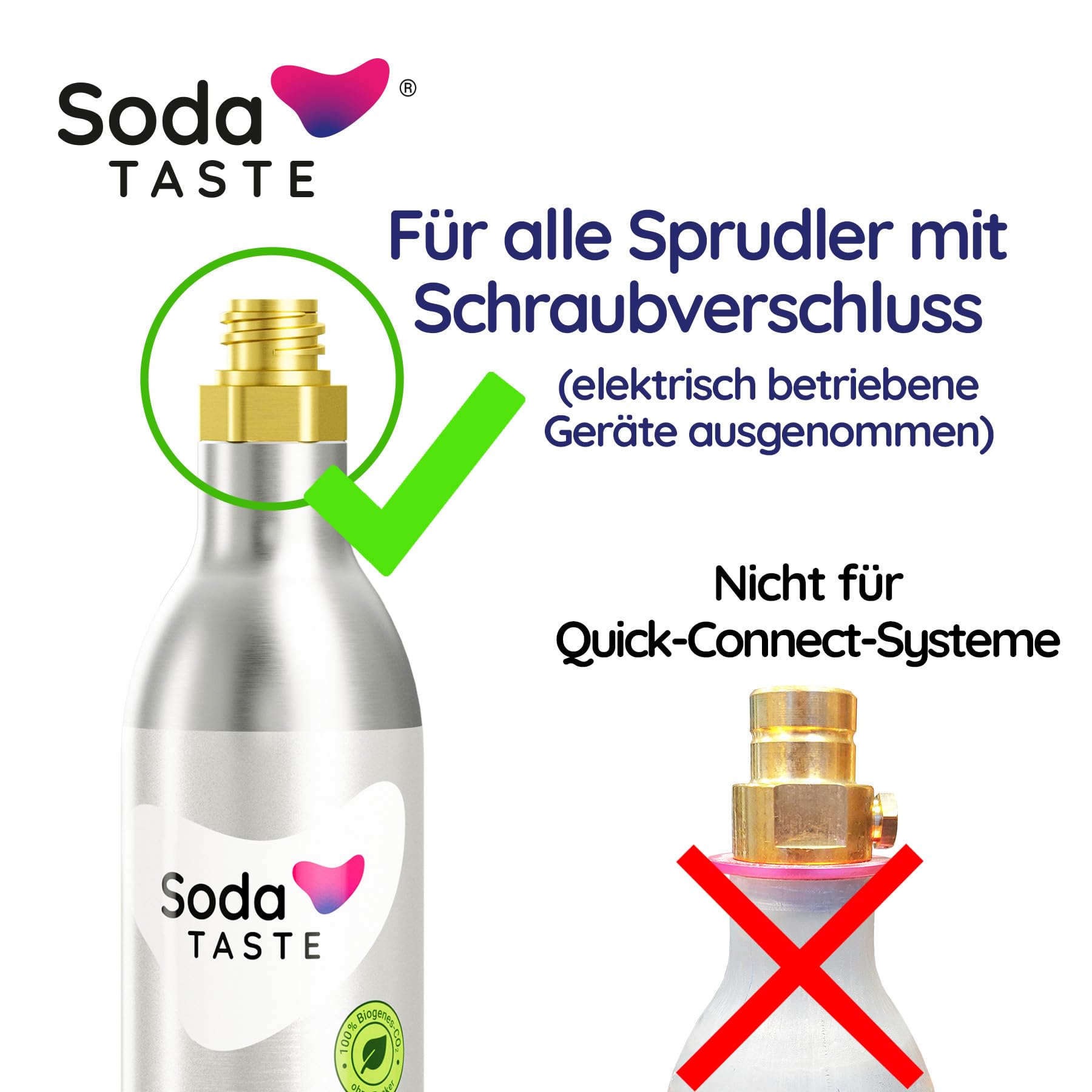 SodaTASTE CO2-Zylinder kaufen 4er-Pack (Reservezylinder) für Wassersprudler, mit natürlichem Minzaroma, ohne Sirup, für bis zu 240l gesprudeltes Wasser mit Geschmack, zuckerfrei
