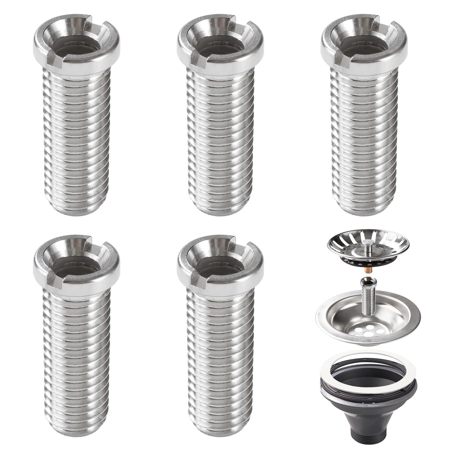 Lyeteung 5 PCS M12 x 35mm Sink Basket Screw, Sink Strainer Stainless Steel Screws, for Sink Strainer Plug Kitchen