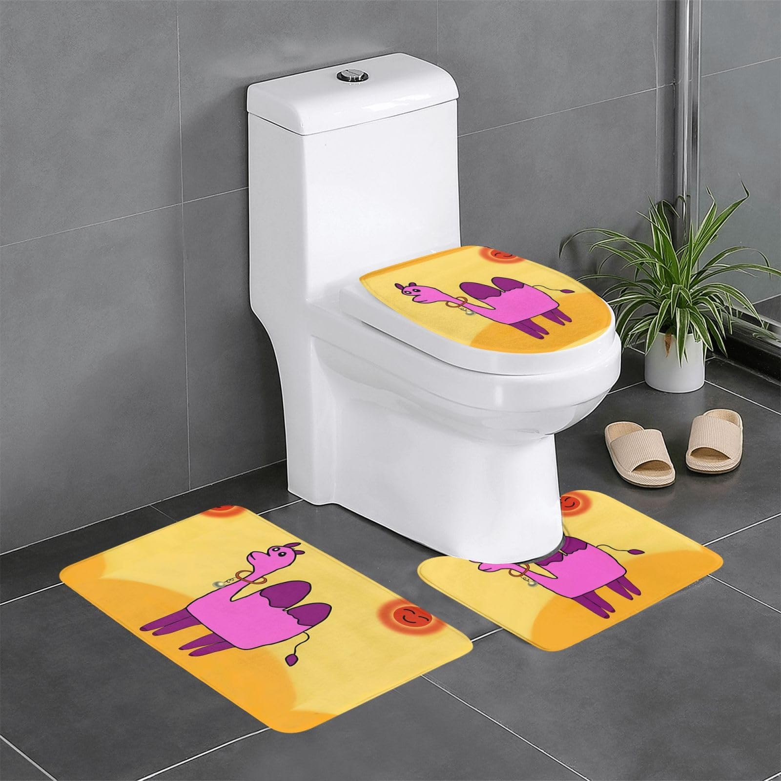 Tapis de sol antidérapants motif chameau idéal pour salle de bain lot de 3