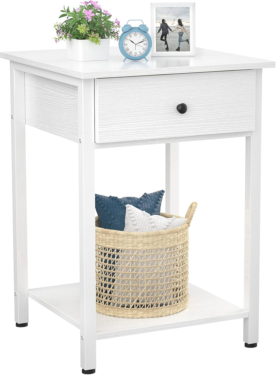 Ecoprsio Nightstand White End Table Side Table with Drawer