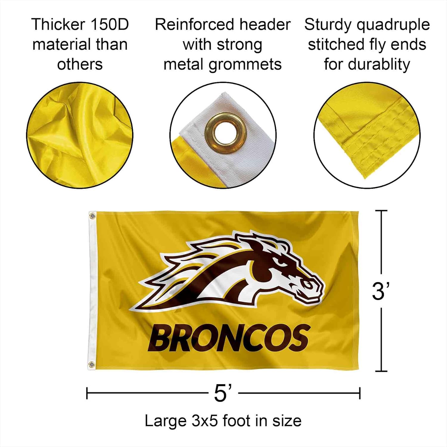 Western Michigan Broncos Gold Large Grommet Banner Flag