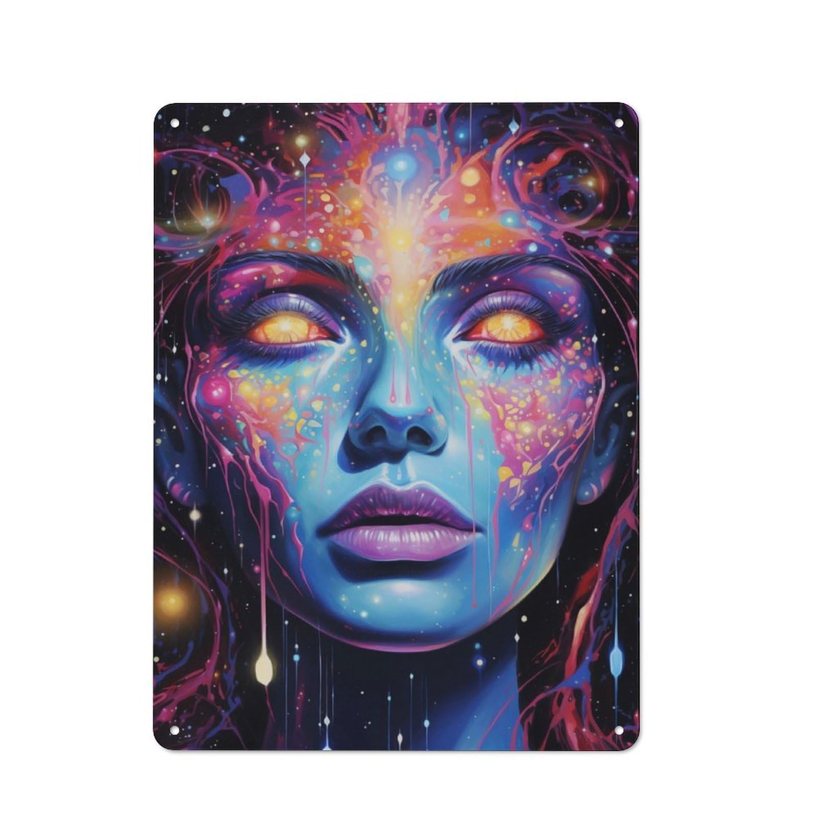 Junmoney Girls Galaxy No4 Rustic Metal Plaque 40X30cm For Lounge Or Reading Corner, For Home Office, Studio And Craft Room Walls