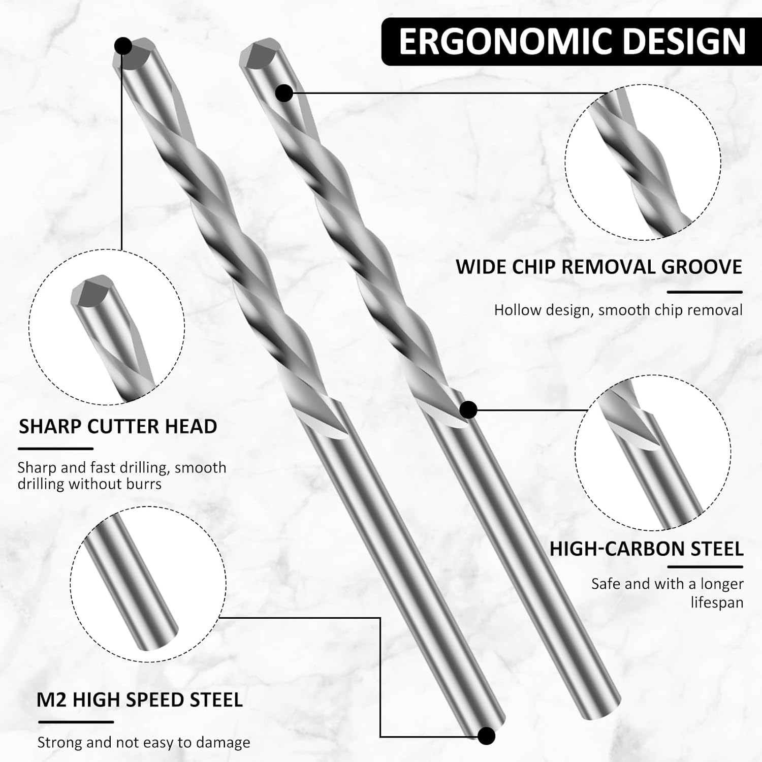 UKQRRTC 50 Pcs Drywall Bit 1/8 Inch Spiral Saw Tip Cutting Bits M2 High Speed Steel Drywall Cutting Bits Precision Drywall Guide Point Cutting Bits for Drywall Work Outlets Woodworking (Silver)