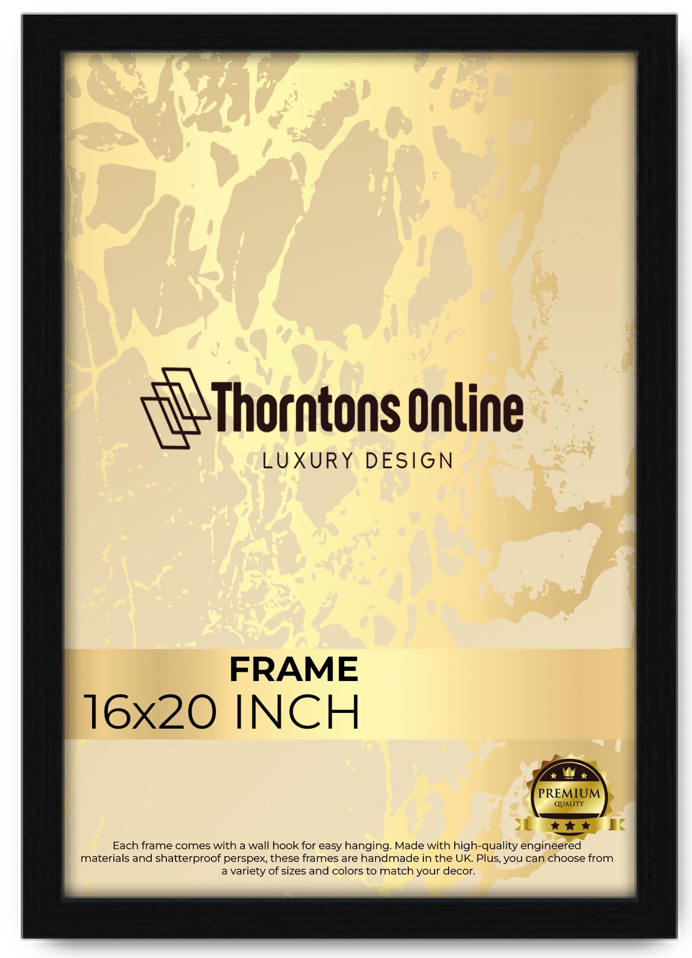 Throntons Large Poster Frame 16 x 20 Inch Large Picture Frames Shatter-Resistant Perspex Portrait & Landscape Display Frames for Wall Decoration Photos Canvas Paintings Art Gallery (16 x 20 '')