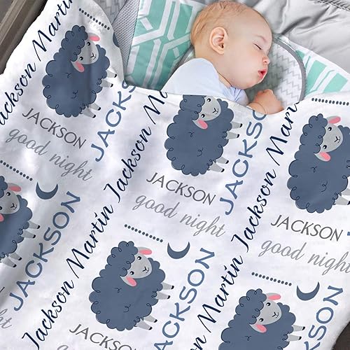 Miniatura 8 de Mantas de bebé personalizadas para niños con nombre, manta de dinosaurio personalizada con nombre para artículos de regalo de bebé, 30 x 40 pulgadas
