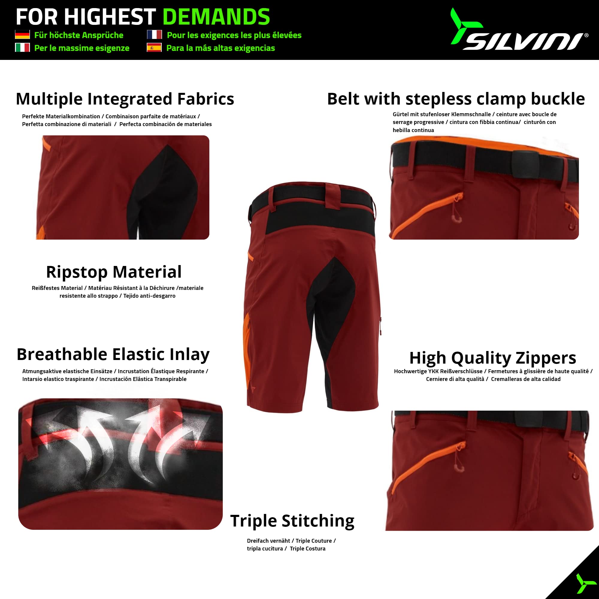 SILVINI Rango Pantaloncini MTB Uomo Pantaloni MTB Uomo Pantaloncini Uomo MTB Pantaloncini Trekking Uomo Pantaloncini Ciclismo Uomo Pantaloni MTB Enduro Pantaloncini Mountain Bike Uomo MTB Pantaloni