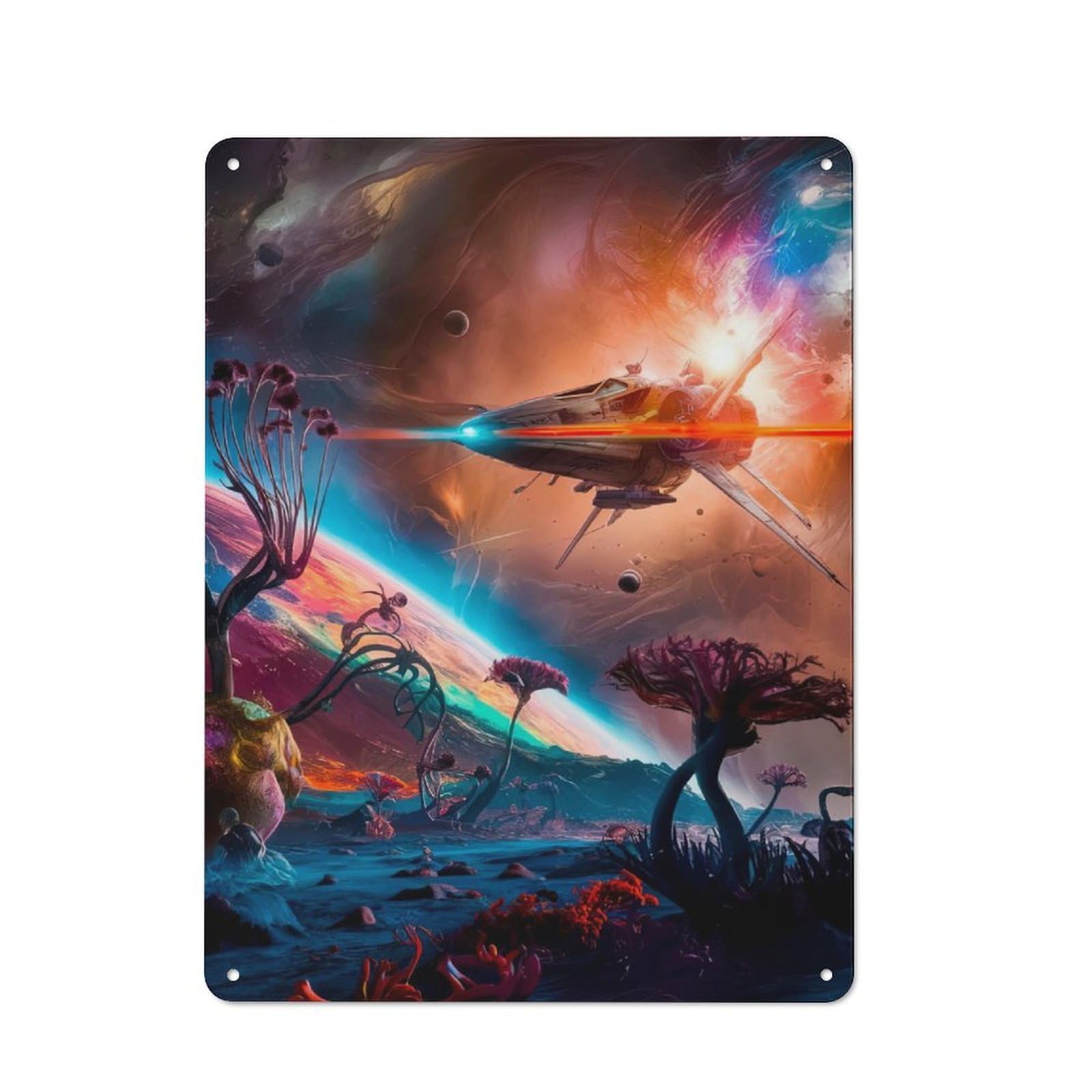 Modern Vintage Galactic Exploration Office Metal Sign 40x30cm, Creative Space Decor for Home Office, Reading Corner Or Bedroom