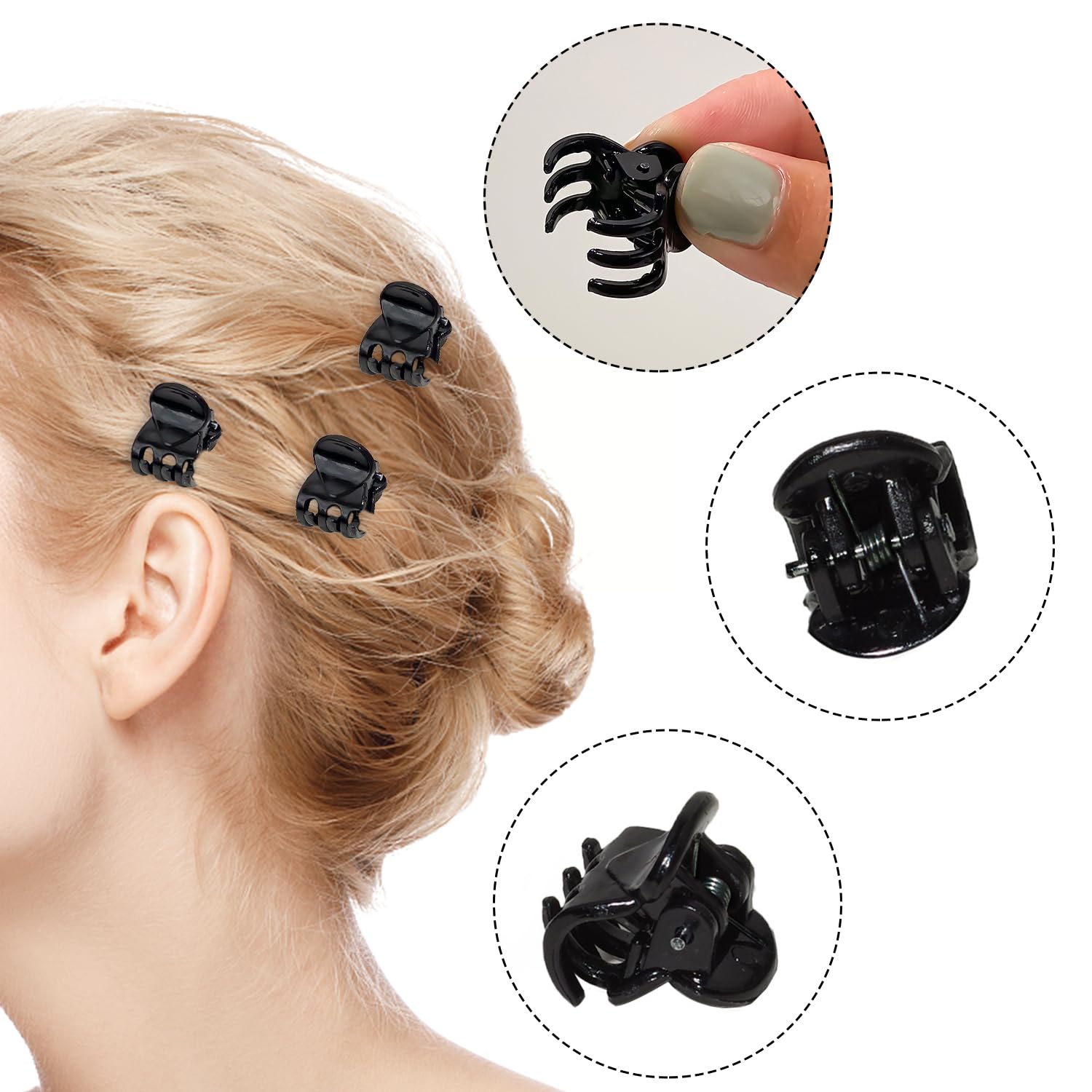 SYEYCW 50 Pcs Black Mini Hair Claw Clips, Small Hair Claw Clips, Plastic Hair Claws, Small Tiny Hair Clamps - Image 3