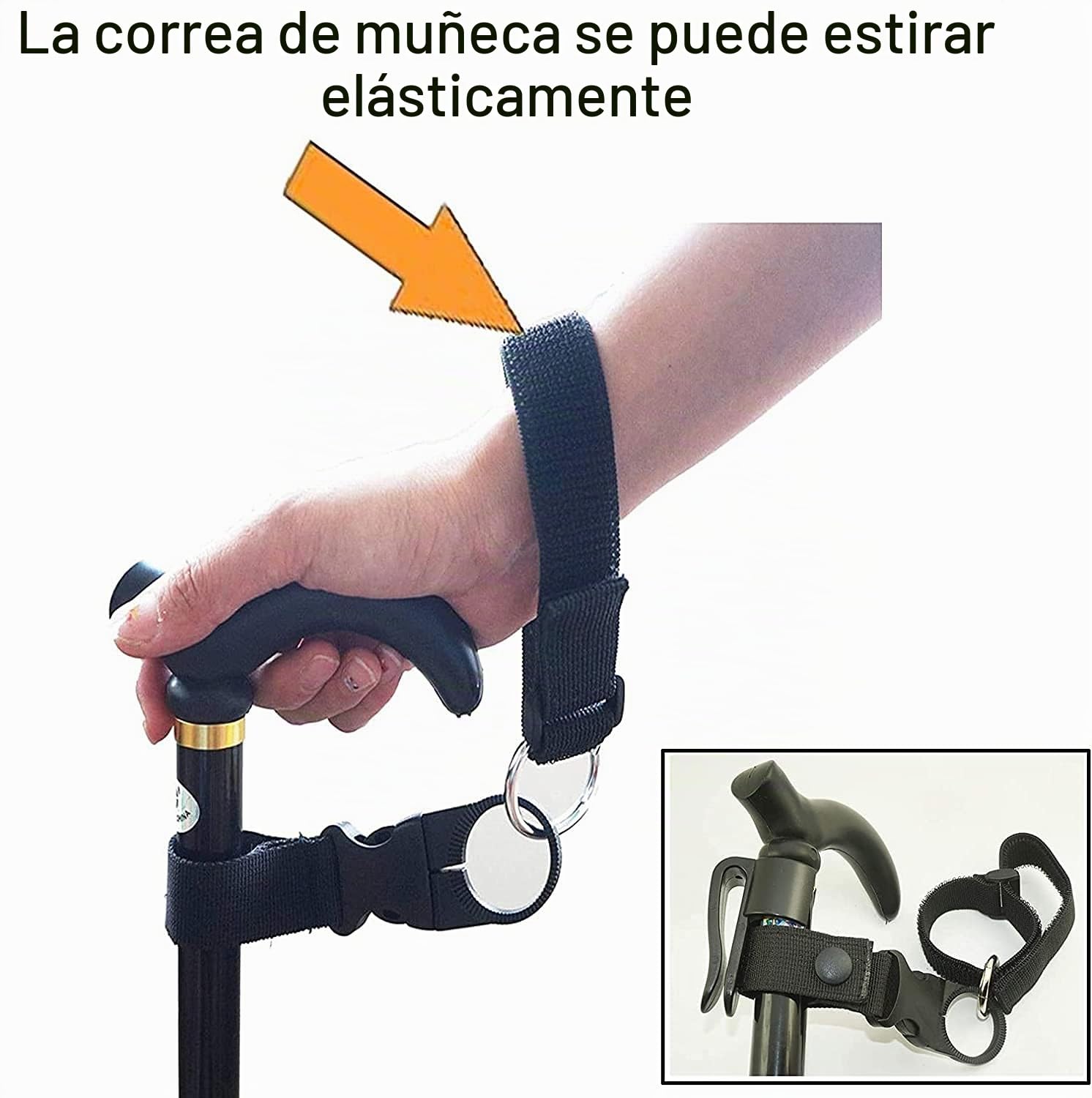 Correa de muñeca elástica segura para caña de caminar y pantalones de andador - Soporte de cinturón para artritis, ancianos, camping y senderismo