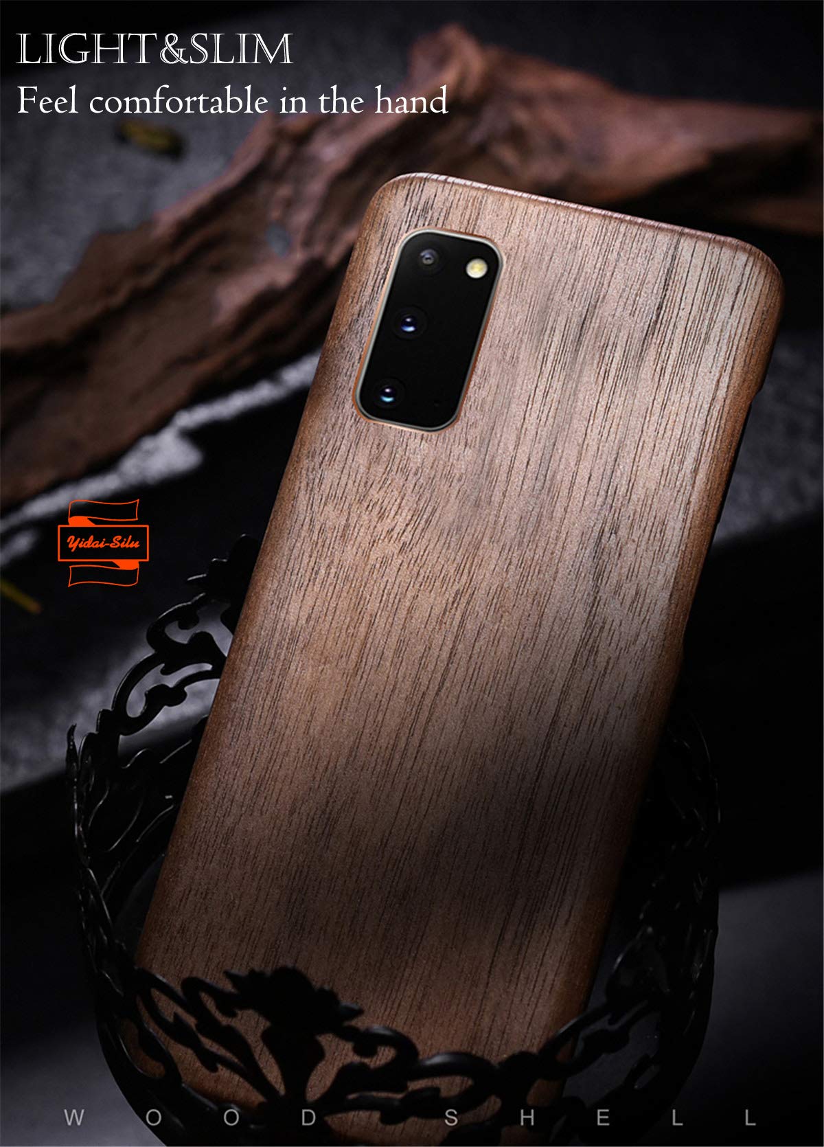 Coque Huawei P30 Etui en Bois 【Œuvre d'art, Ultra-Fine 0,8mm】 Housse Case en Fibre d’Aramide de Protection Coque Antichoc pour Huawei P30 6,1” - Bois Rouge