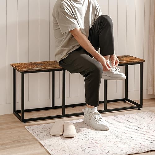 Miniatura 7 de HOOBRO Banco de comedor, banco de mesa de comedor de 47.2 pulgadas, banco de cocina de estilo industrial, marco de acero, fácil de montar, para