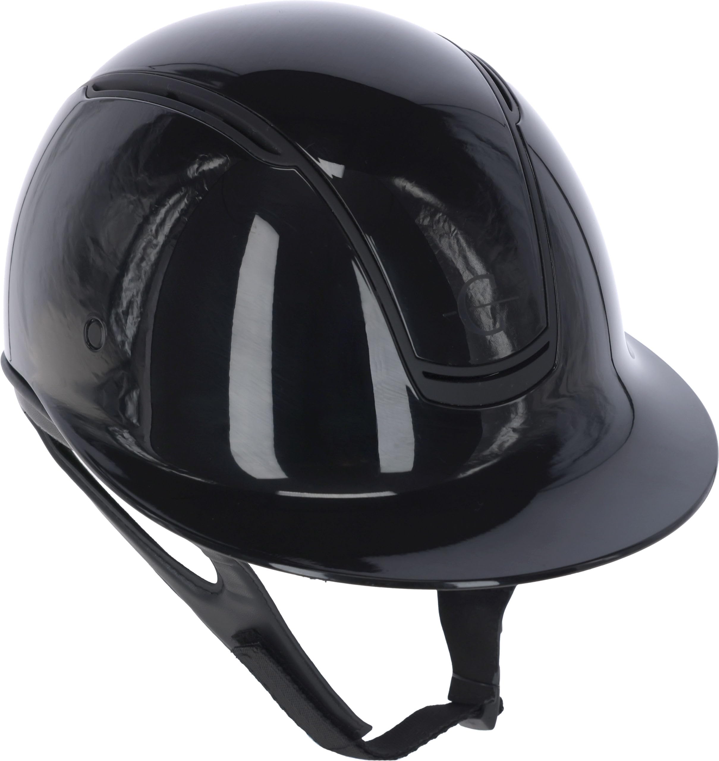 Covalliero Casque d'équitation Eclipse Polo, aspect brillant, système disque, sécurité ERT, excellente ventilation, doublure intérieure amovible, noir laqué, 56-58 cm