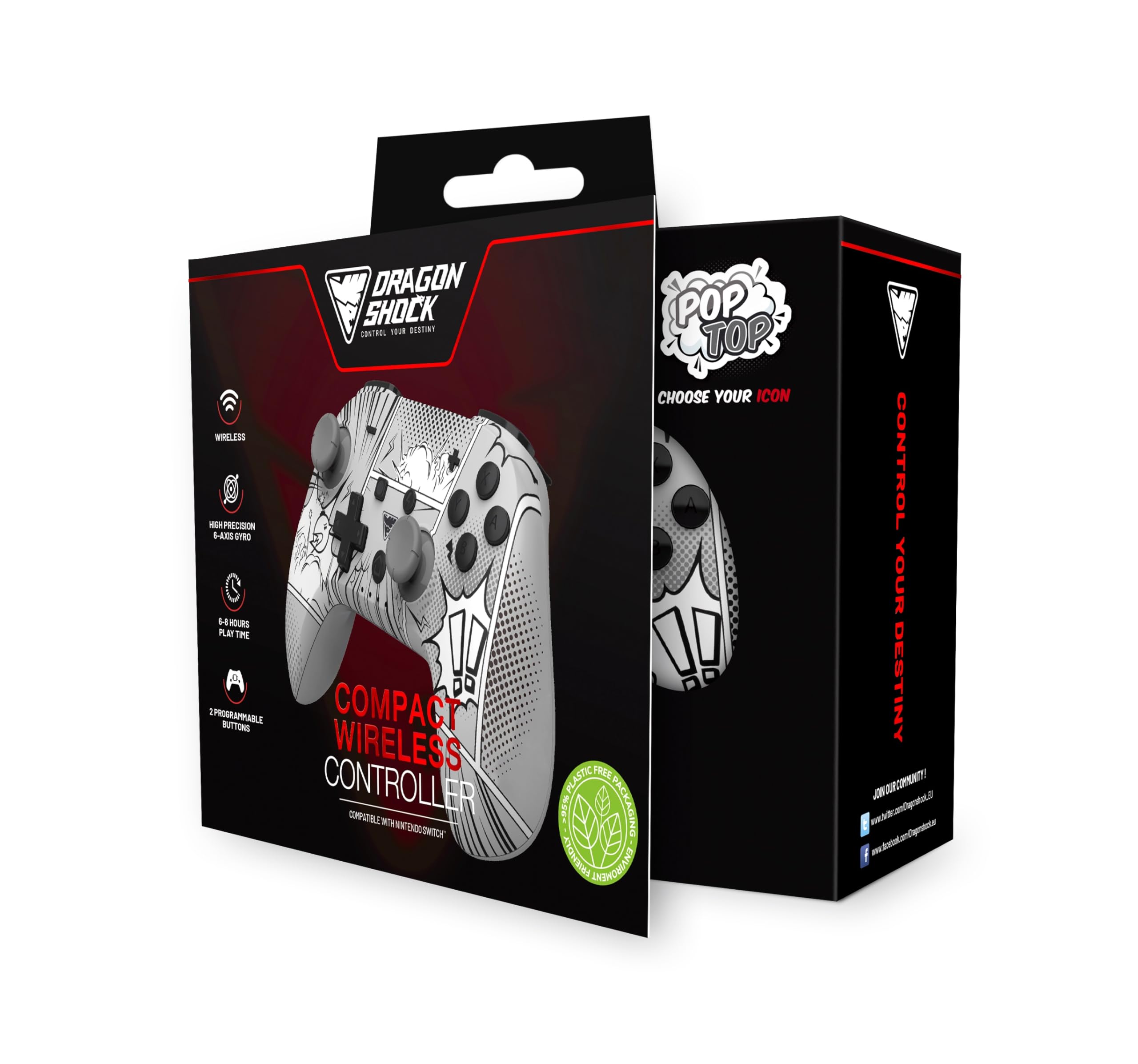 DragonShock - PopTop - Manette compacte sans fil Bluetooth compatible Nintendo Switch - Switch OLED - PC - Android