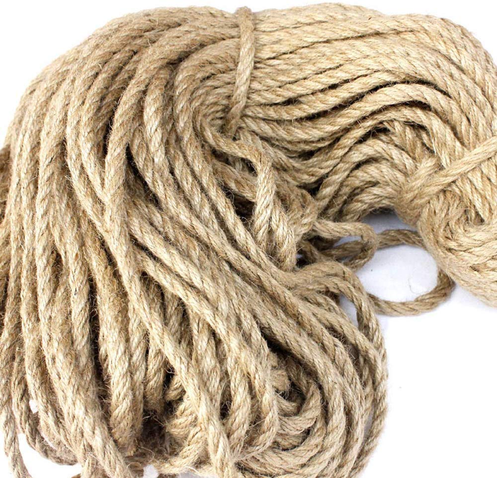 EliteKoopers 18mm Natural Jute Rope Twisted Decking Cord For Garden Boat Craft Scratching (10M)