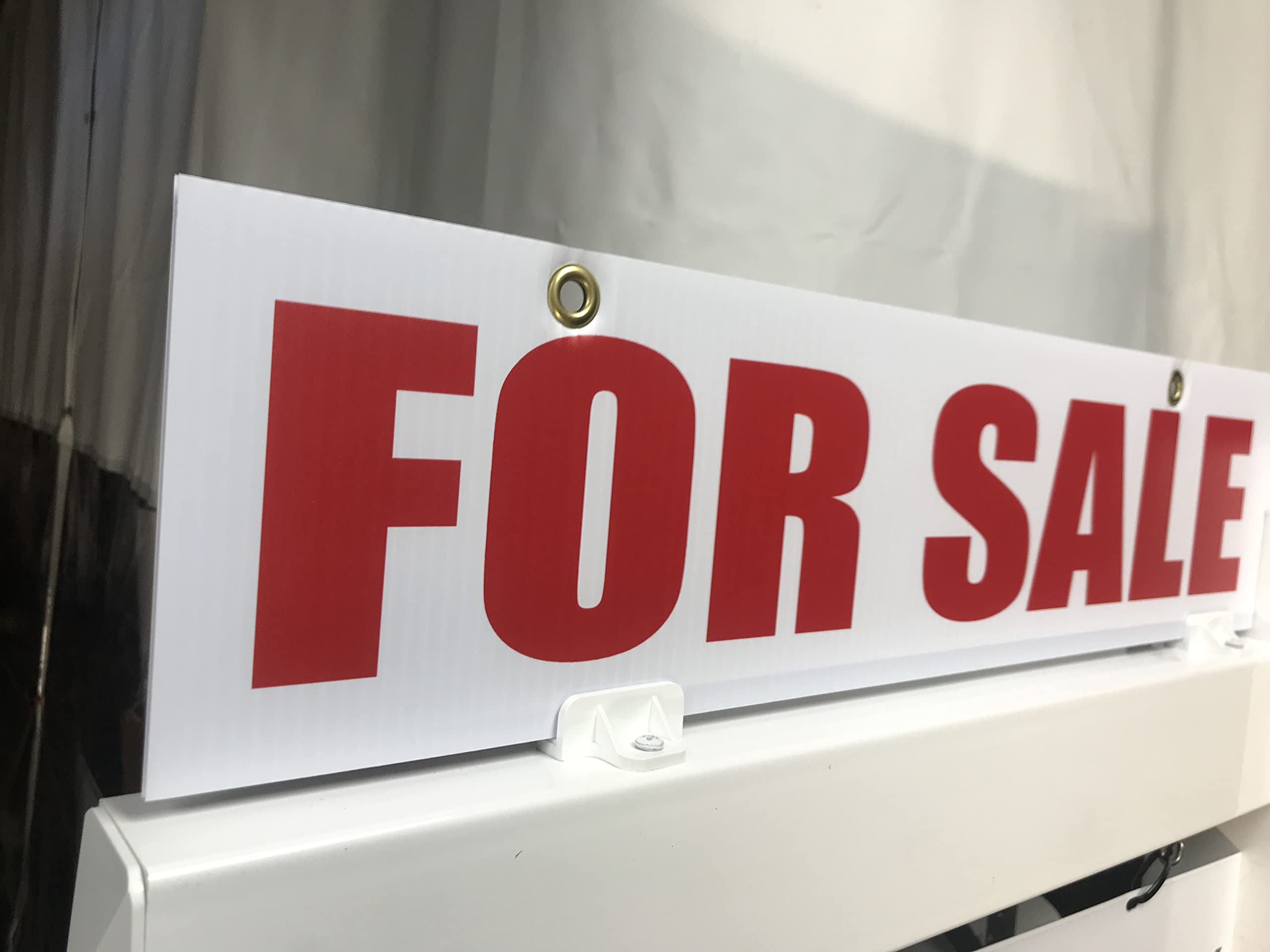 5 Pack Sign Rider 6” x 24" (FOR SALE) Printed Double Sides Red UV Ink on Corrugated Plastic 4mm, Sign Board 4mmThick, Sign Rider Only, Metal Sign & Sign Post Not Included, Ship Same Day (5FORSALE_RdrCorrugatedPlasticREDink)