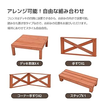 ウッドデッキ 天然木 キット 8点セット1坪 踏み台付 ナチュラル Amazon.co.jp: ウッドデッキ 天然木 キット 8点セット1坪 家具