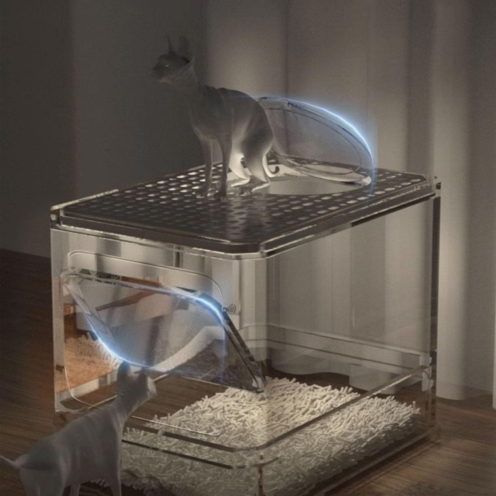 Lettiera per Gatti Lettiera pieghevole for gatti con coperchio, lettiera for gatti con paletta, toilette for gatti anti-schizzi con ingresso dall'alto, lettiera for gatti coperta, ingresso e uscita bi