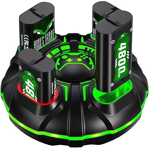 Ukor Fast Charging 4x4800mWh Rechargeable Battery Pack with Charger for Xbox Controller Rechargeable Batteries Xbox for Xbox One/Xbox Series X|S Xbox One S/Xbox One X/Xbox One Elite