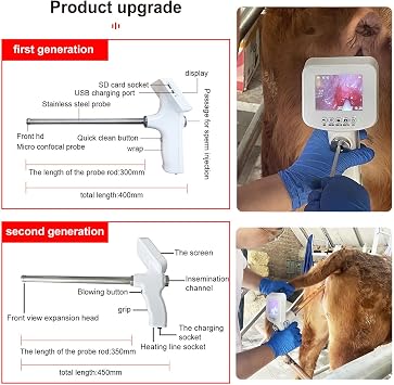 Cow Artificial Insemination Kit with Visual Gun and 15MP Endoscope for Veterinary Breeding and Sperm Analysis