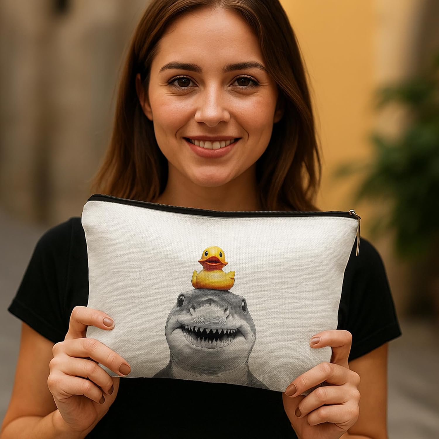 Shark Coastal Beach Makeup Bag, Shark Lover Gifts Cosmetic Toiletry Bags for Women, Gifts for Beach Lovers, Ocean Animal Makeup Zipper Pouch - Image 5