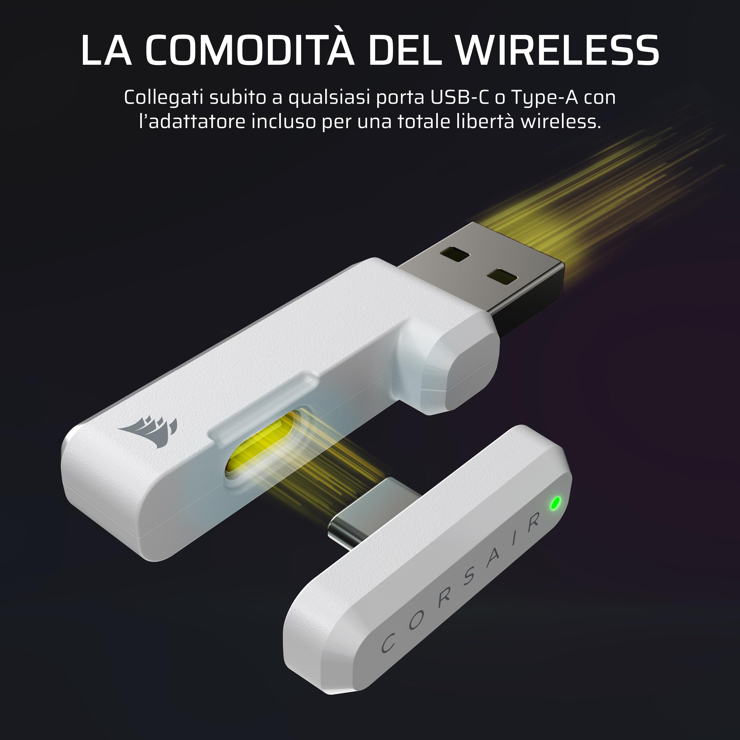 Corsair HS35 v3 Cuffie Gaming Wireless con Microfono – Bianco | 2,4 GHz e Bluetooth (PC/PS5/PS4/Switch/Mac/Mobile), Comfort Leggero, Dolby Atmos
