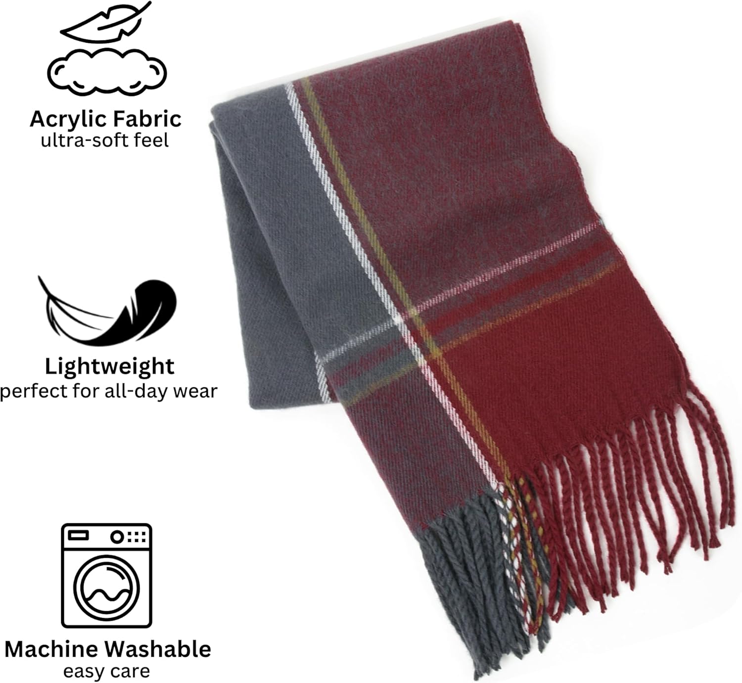 Alpine Swiss Mens Scarf Soft Knit Winter Scarves Plaid Striped or Solid Neck Covering Long Warm Stylish - Image 5